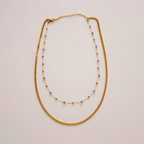 Collier double "Blue & Gold"